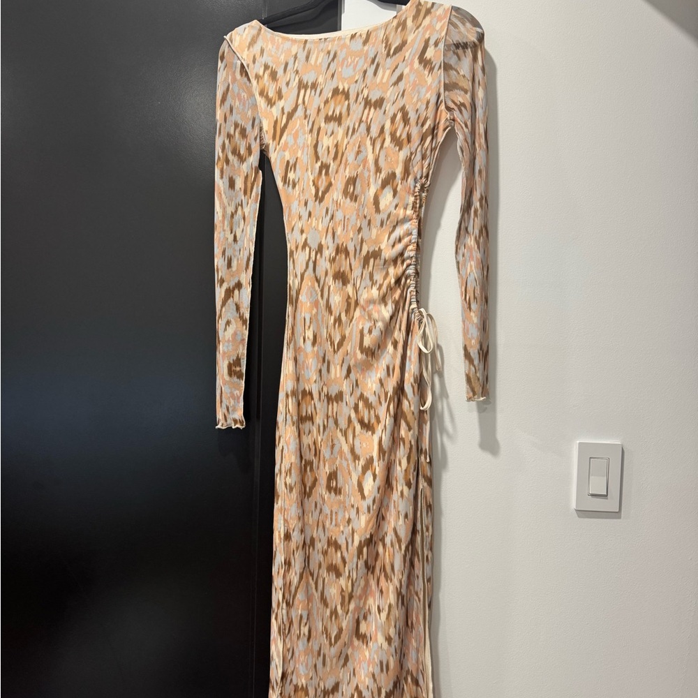 Chic Long Sleeve Animal Print Dress